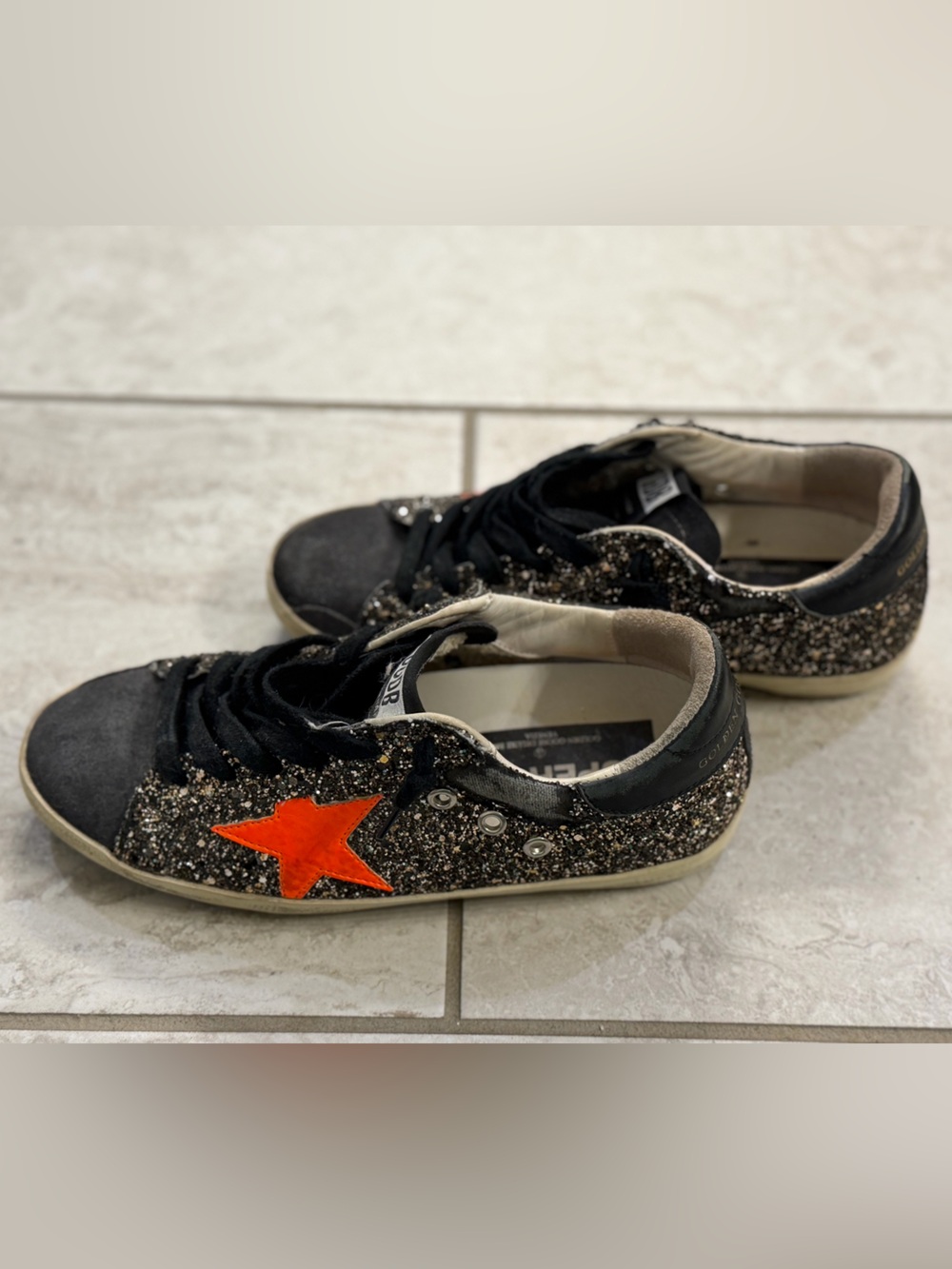 Golden Goose Glitter Superstars Orange Star
